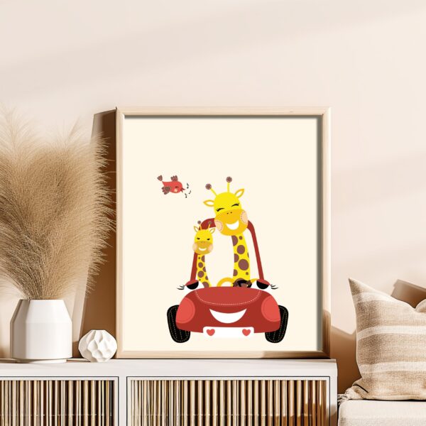 Poster - Giraffe in auto